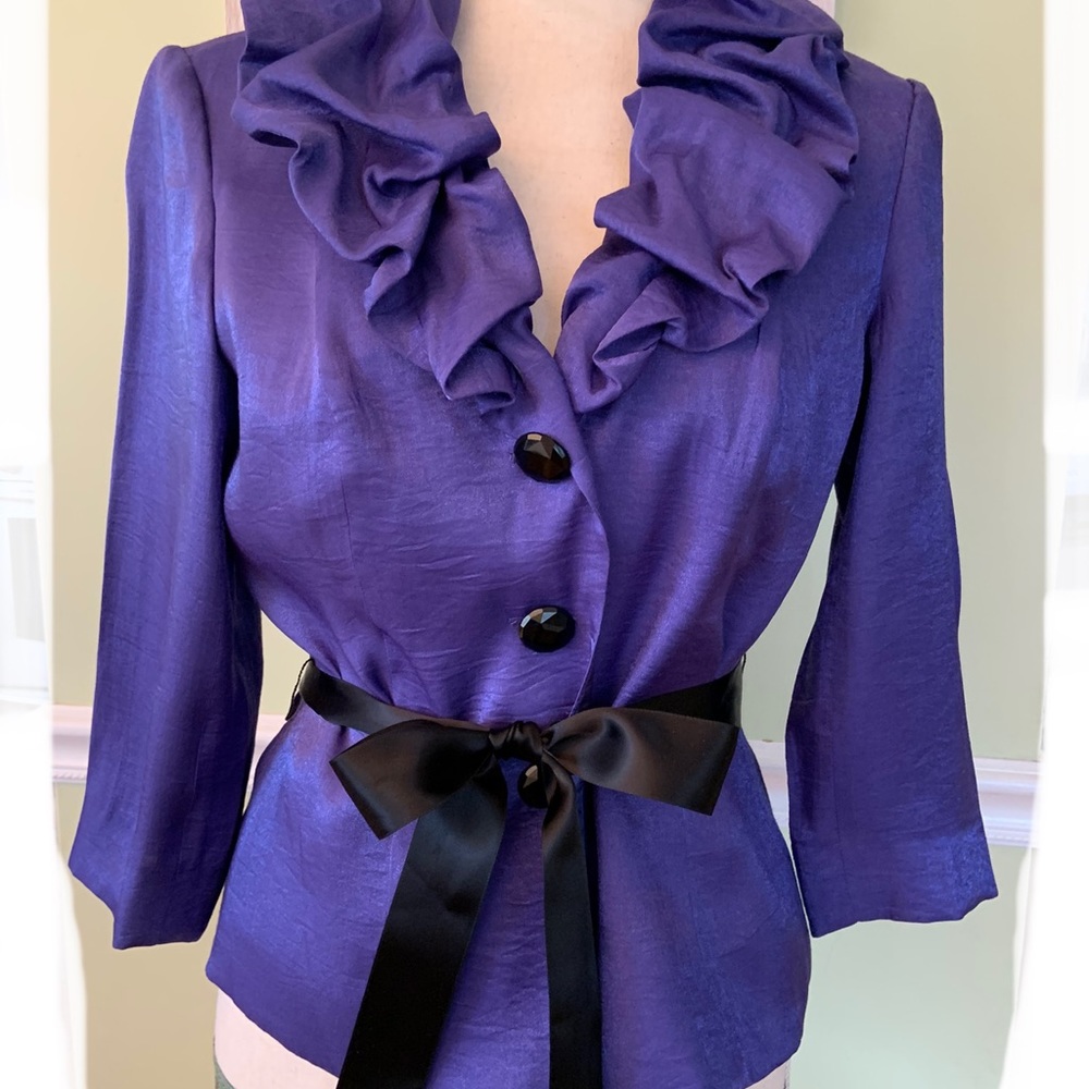 Adriana Papell Shimmering Purple Dressy Jacket - Picture 1 of 9